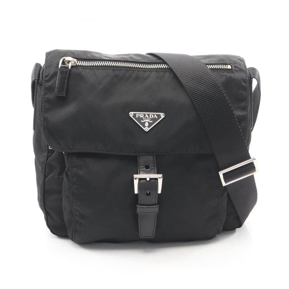 Prada VELA SPORT Shoulder Bag/Handbag, Nylon and Leather, Women's, Black (BT8...